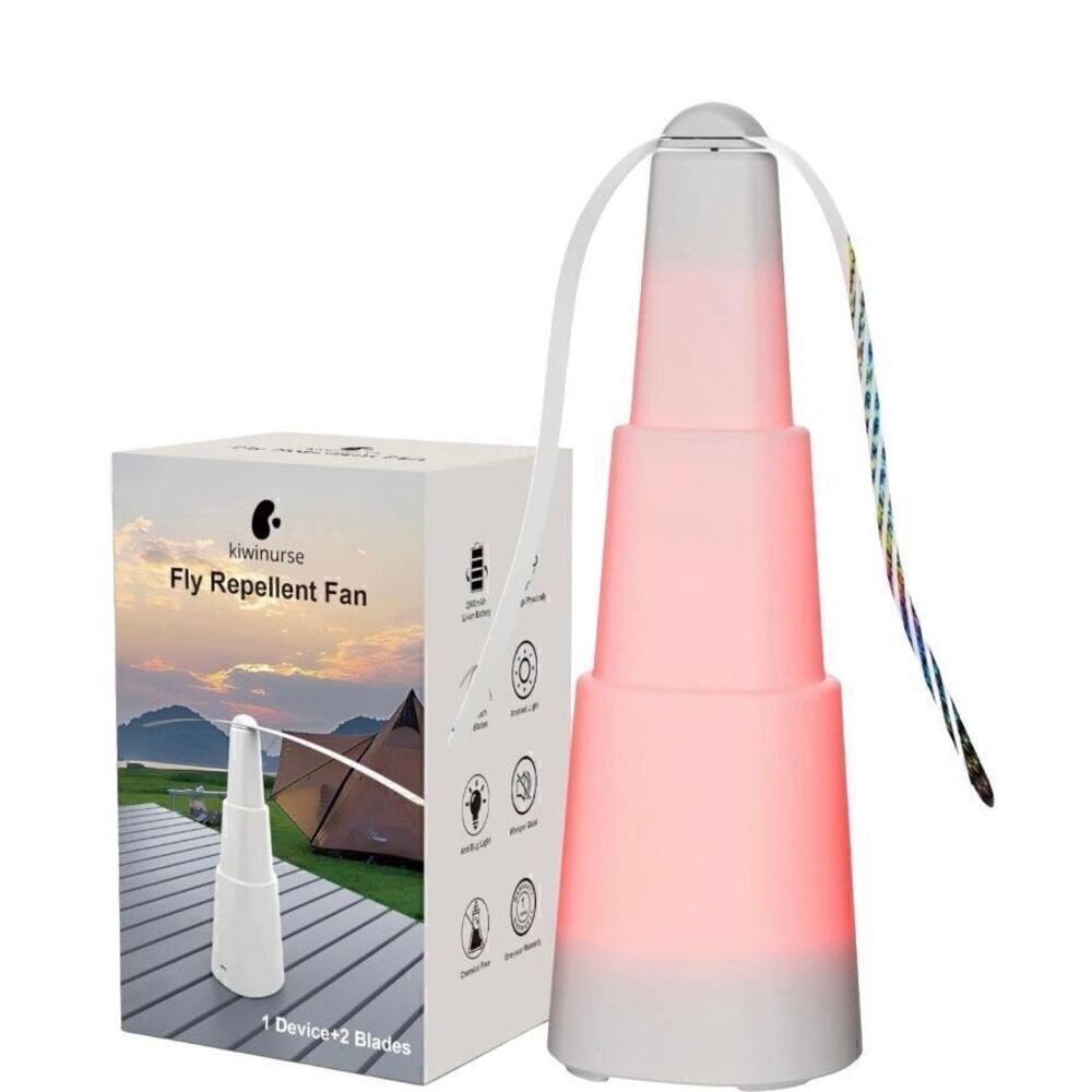 Fly Repellent Fan Rechargeable Indoor Outdoor With Holographic Blades New